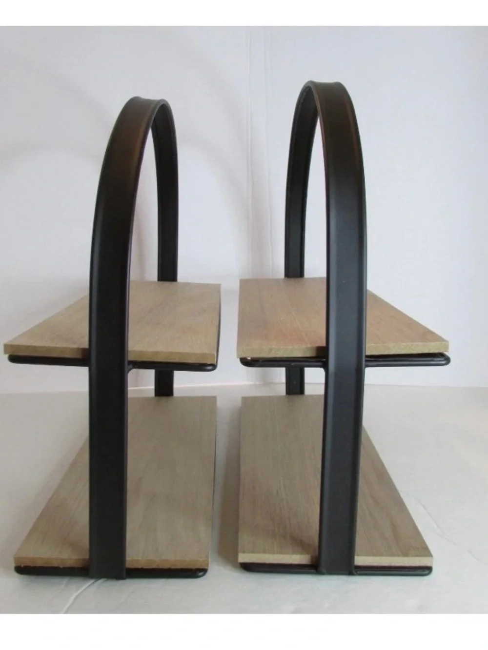 Set of 2 Farmhouse Two Tierd Small Tray Metal Wood Serving Display Shelf Target